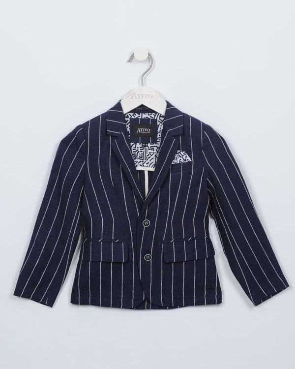 Picture of BK021-BOYS CLASSIC STRIPED NAVY BLAZER